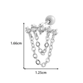 Silver steel cartilage piercing with micro-pave zircons and delicate hanging chains - Curved Zircon Chain Tassel Style (2620-7#) / Silver