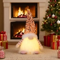 Leuchtender Weihnachtszwerg mit rosa Paillettenhut und warmer LED-Lichtdekoration - Rosa Paillettenhut