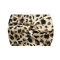 Elastic leopard print knot yoga headband in warm beige with soft knit fabric - 38-White Leopard Print