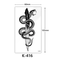 Waterproof snake and dagger temporary tattoo sticker model K-416 in black and white style - K-416 Snake Wrapping Dagger