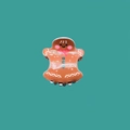 Pince à cheveux bonhomme de pain d'épices en acrylique marron sur fond sarcelle - Bonhomme de Pain d'Épices 4.5cm