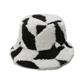 Cappello da pescatore invernale in peluche con motivo geometrico nero e bianco e finta pelliccia - M (56-58cm) / Nero/Bianco Patchwork