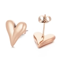 Minimalist heart-shaped rose gold stud earrings with polished stainless steel finish - Rose Gold
