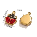 Marienkäfer-Anhänger aus Edelstahl mit Emaille, Maße 15,5 mm x 12,5 mm für DIY - Gold Groß