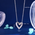 Collier pendentif coeur argenté avec zircone et dimensions 40cm plus 5cm de rallonge - Argent (557)