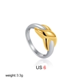 Two-tone 18K gold and silver cross design ring, size US 6, minimalist layered style - US 6 / Crisscross Two Tone (T303)