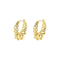 Élégantes boucles d'oreilles créoles en argent 925 avec texture de corde torsadée dorée - E1581 / Or - Torsadé Creux