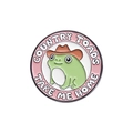Cartoon-Frosch-Emaille-Anstecker mit Cowboyhut und Country Toads Take Me Home Text - Frosch Design (QHXZ281)