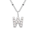 Elegant silver stainless steel necklace featuring a letter W pendant with white pearls - W-Steel Color