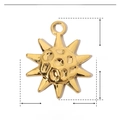Detailed dimensions of the gold sun pendant in stainless steel showing 19mm height and 1.1g weight - Sun