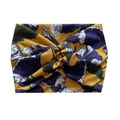 Bohemian wide knotted headband in mustard yellow with purple and white floral print - Yellow Large Flower