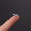 Star-shaped stainless steel cartilage earring with sparkling zircon and ball back - Single Pentagram Diamond (HSPJ356-15#) / Silver