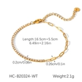 Detailed view of gold stainless steel paperclip chain bracelet with zircon stone inlay - White Zirconia Spliced Style (HC-B20324-WT)