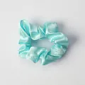 Single piece of light blue satin scrunchie with smooth silk texture for hair styling - Scrunchie_Fresh Green