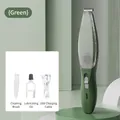 Green low-noise pet grooming kit with electric hair vacuum clipper and USB accessories - Vacuum Model + 3-Piece Accessories Kit / Green