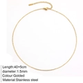 Minimalist 18K gold-plated stainless steel 1.5mm box chain necklace for women - 1.5mm Cross Chain / Gold