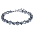 Bohemian 6mm beaded bracelet with zebra stone and hematite beads and adjustable clasp - Snowflake Obsidian