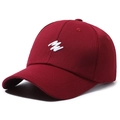 Classic burgundy cotton baseball cap featuring high-quality white wave embroidery - Adjustable / Red