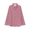 Camisa clásica de popelina a rayas verticales rojas y blancas con manga larga y cuello - XS / Rayas rojas