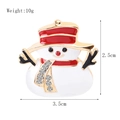 Christmas snowman brooch with red scarf and rhinestones on gold metal base, 10g - XZ5019 Red Hat Snowman
