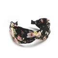 Floral print black fabric headband with vintage knot detail and colorful flowers - Black Floral Print