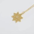 Collar con colgante de estrella dorada con pavé de circonitas en acabado brillante - Estrella de ocho puntas