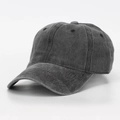 Vintage gewaschene anthrazitgraue Baumwoll-Basecap mit verstellbarem Riemen und Ösen - Gewaschenes Schwarz (1#)