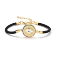 Verstellbares Evil Eye Armband mit bunten Edelsteinen und schwarzer Kordel - Runder Sonnenstrahl-Stil (CB0074CX) / Schwarz