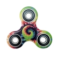 Three-leaf metal fidget spinner toy featuring a vibrant rainbow tie-dye spiral pattern - Black Tie-Dye 4-Bearing Model
