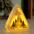 Detail of warm LED Christmas lantern showing festive tree and Merry Christmas illustration - White - Christmas Tree