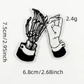 Size detail of pinky swear embroidery patch, 7.5cm by 6.8cm punk style apparel accessory - Pinky Swear Skeleton Patch 10#