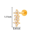 Titanium flower labret stud with golden finish and clear cubic zirconia stones - Cross Flower Style (2607-5#Gold)