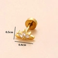 Piercing de trébol dorado con circonitas y medida de ancho de 0,8 cm - Dorado 2#