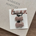 Cute brown plush cherry hair ties for girls featuring small pearls and red plaid patterns - Light Coffee Cherry Hair Clip