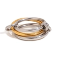 Four-layer linked ring with 18K gold and silver plating featuring a central diamond accent - US 6 / Multi-link Chain Design Ring (B0535-R5064)