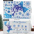 Blue Christmas window clings with elk and snowflakes designs, 20x30cm size overview - Blue Snowflake Reindeer Head (BQ074/1 Sheet)
