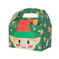 Scatola regalo di Natale verde con cartone animato elfo e manico per dolci - Elfo verde