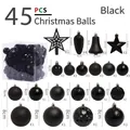 45pcs black Christmas tree ornaments set with star topper and mixed finish baubles - 45 Pieces Of Christmas Balls (black)