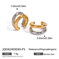 Specifiche dettagliate delle dimensioni per ear cuff a doppio strato in acciaio - Stile Bicolore Oro e Argento