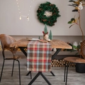 Rustic red, brown and blue checkered table runner on wooden table with Christmas decor - 30*180 / Coffee Red Christmas Plaid