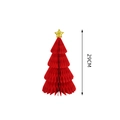 Red honeycomb paper Christmas tree decor with gold glitter star and 29cm height detail - Triangle Christmas Tree / 29CM / Red