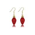 Festive red Christmas bulb drop earrings with gold hooks on a white background - Matte Red Bulb (EHMT-021HJ-LS)