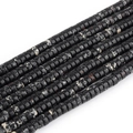 Makroansicht schwarzer Marmorperlen in Scheibenform für DIY-Schmuck und Bastelprojekte - 4mm (ca. 160 Stück) / Schwarz