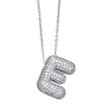 Elegant silver letter E necklace pendant with sparkling cubic zirconia stones - Letter E / Silver
