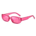 Trendy square sunglasses with thick transparent magenta pink PC frames for women - C20 Rose Pink