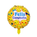 18 inch yellow Emoji Feliz Cumpleaños foil balloon for Spanish birthday party decoration - Emoji Spanish Birthday Round