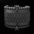 Vintage titanium steel bangle set featuring crown bead bracelet and Roman numeral cuff - Black Crown with Watch Strap