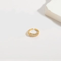 Adjustable gold plated open ring featuring a row of sparkling clear zircon gemstones - Diagonal White Zirconia