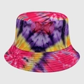 Cappello a secchiello tie-dye con vivaci motivi rosa e blu e cuciture sulla tesa - M (56-58cm) / Tie-Dye Rosa-Viola-Giallo-Blu (23)
