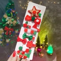 9-piece set of Christmas hair clips featuring red stars, bows, and holly leaf designs - 7# Star 10-Piece Set